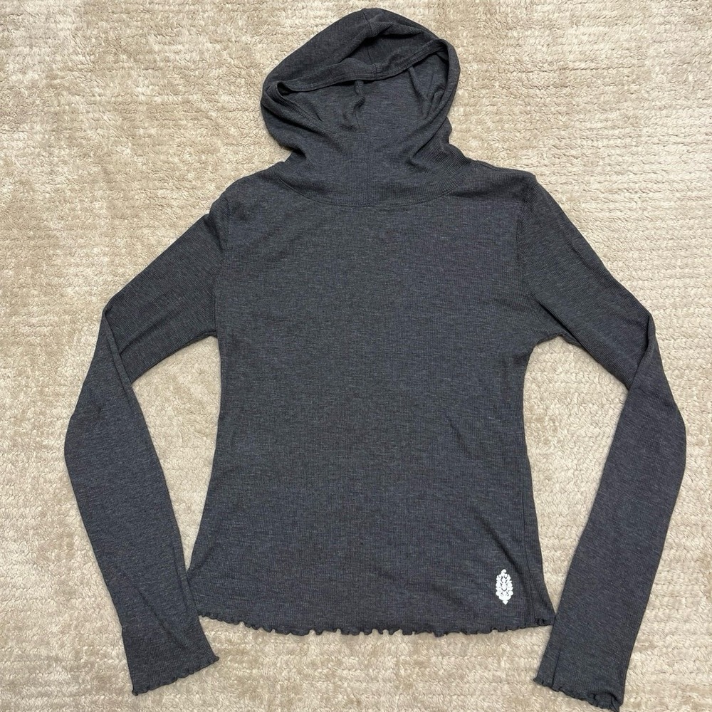 FP Movement Breathe Easy Cotton Blend Hoodie women's size large in charcoal